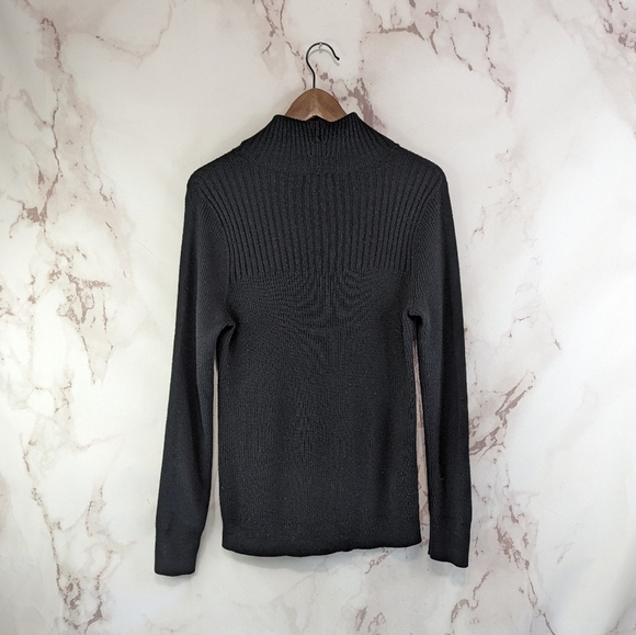 Eddie Bauer Sweater Womens Small Black Mock Turtleneck Merino Wool Travex Ribbed - Picture 5 of 10